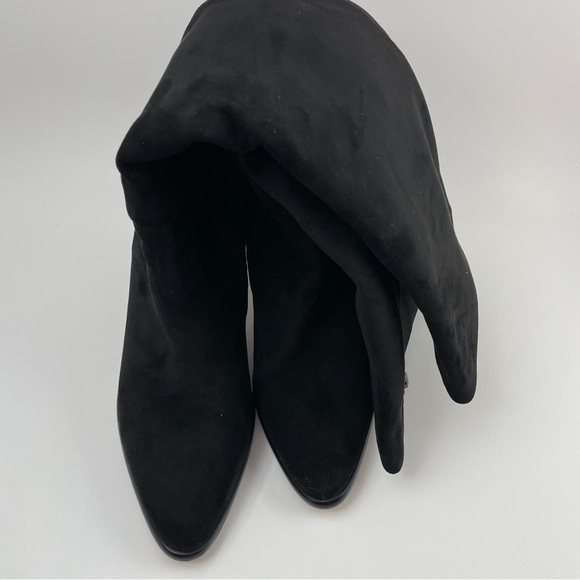 Knee High Boots Women Black Pointed Toe Chunky Heel Boots Side Zipper - Sz 8 - Picture 10 of 12